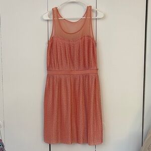 Peach and White Polka Dot Sleeveless Dress